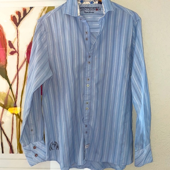 English Laundry Other - John Lennon Inspired Art Blue Stripe Button Shirt Men’s Large
